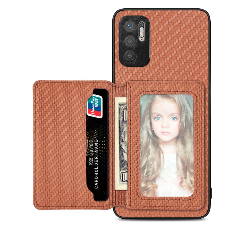 Carbon Fiber Magnetic Card Bag Phone Case, For Xiaomi Poco X5 Pro, For Xiaomi Poco X5, For Xiaomi Redmi Note 10 5G, For Xiaomi Redmi Note 12 5G Global, For OPPO A74 5G