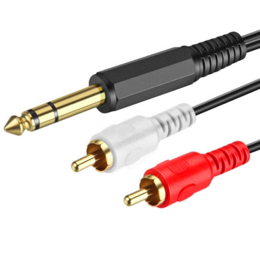 JUNSUNMAY 6.35mm Male TRS Stereo Plug to 2 RCA Phono Male Audio Cable Connector, 0.2m, 1.5m
