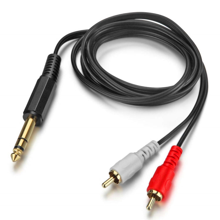 JUNSUNMAY 6.35mm Male TRS Stereo Plug to 2 RCA Phono Male Audio Cable Connector, 0.2m, 1.5m