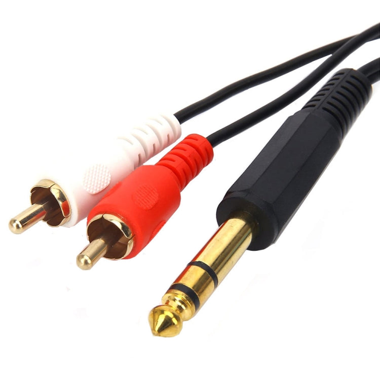 JUNSUNMAY 6.35mm Male TRS Stereo Plug to 2 RCA Phono Male Audio Cable Connector, 0.2m, 1.5m