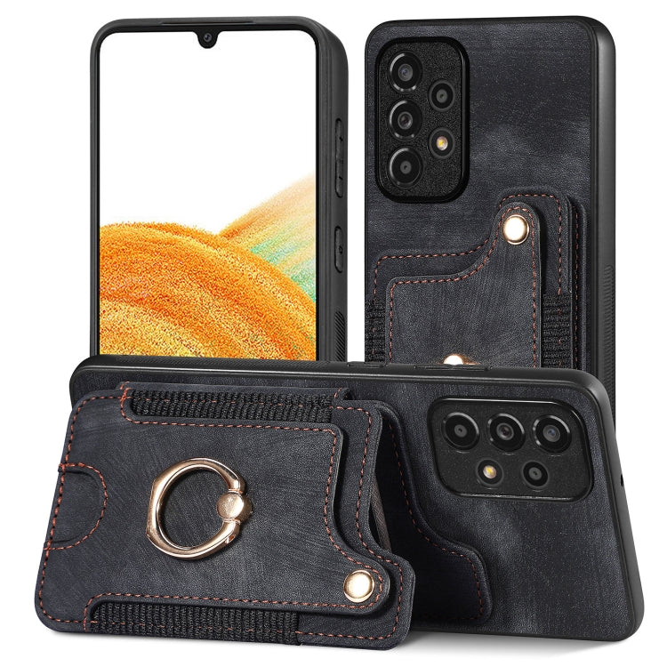 Retro Skin-feel Ring Multi-card Wallet Phone Case, For Samsung Galaxy S20+, For Samsung Galaxy S20 FE, For Samsung Galaxy A54 5G, For Samsung Galaxy A53 5G, For Samsung Galaxy A50, For Samsung Galaxy A42 5G, For Samsung Galaxy A34 5G                   ...