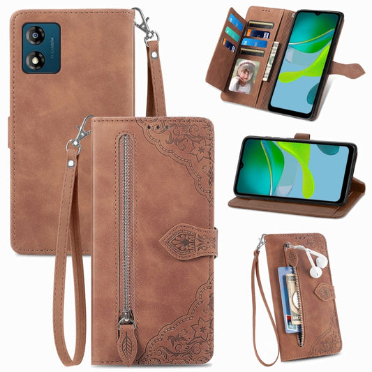 Embossed Flower Zipper Leather Phone Case, For Motorola Moto E13, For Motorola Moto G23, For OnePlus Nord CE 3 Lite, For OPPO Find X6 Pro, For OPPO Find X6, For Redmi Note 12 Pro 4G Global, For Redmi Note 12 4G Global, For Redmi Note 12 Turbo          ...
