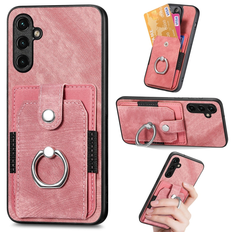 Retro Skin-feel Ring Card Wallet Phone Case, For Samsung Galaxy A14 5G, For Samsung Galaxy A22 4G, For Samsung Galaxy A22 5G, For Samsung Galaxy A30, For Samsung Galaxy A32 4G, For Samsung Galaxy A32 5G, For Samsung Galaxy A33 5G, For Samsung Galaxy A50