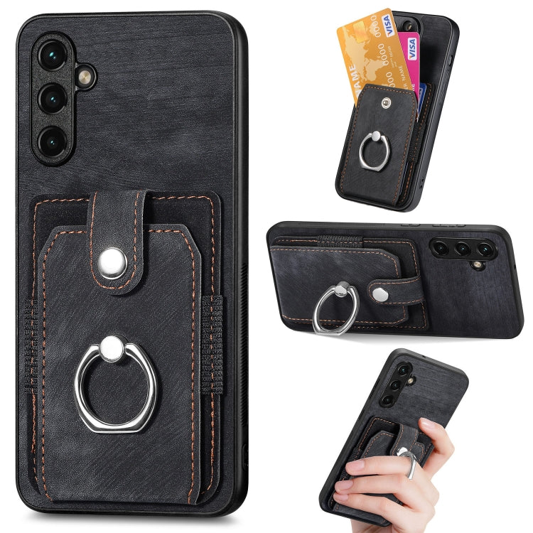 Retro Skin-feel Ring Card Wallet Phone Case, For Samsung Galaxy A14 5G, For Samsung Galaxy A22 4G, For Samsung Galaxy A22 5G, For Samsung Galaxy A30, For Samsung Galaxy A32 4G, For Samsung Galaxy A32 5G, For Samsung Galaxy A33 5G, For Samsung Galaxy A50