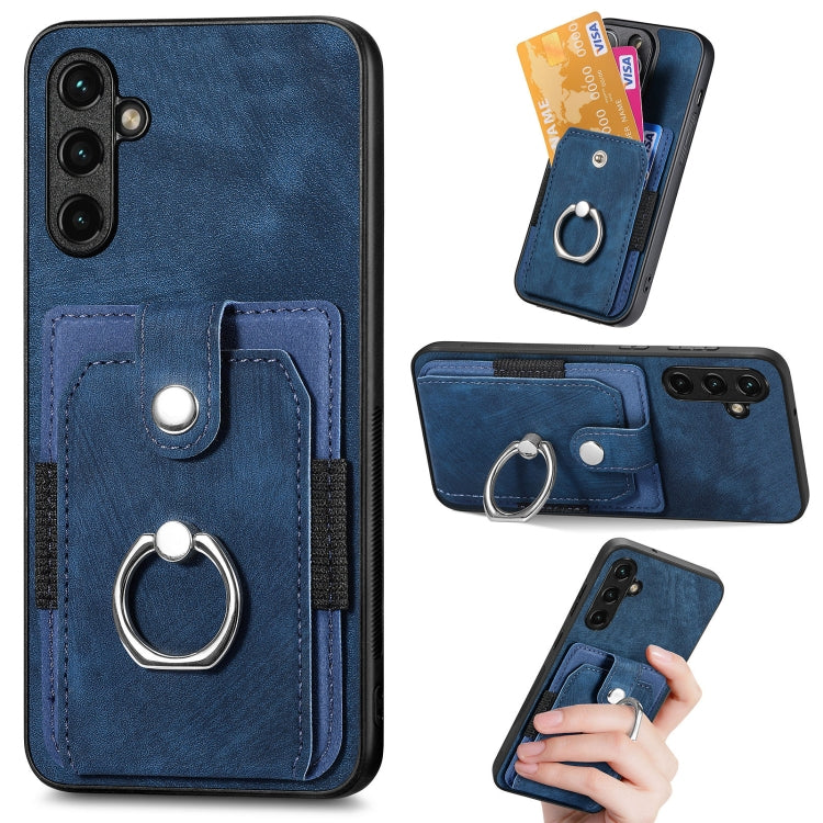 Retro Skin-feel Ring Card Wallet Phone Case, For Samsung Galaxy A14 5G, For Samsung Galaxy A22 4G, For Samsung Galaxy A22 5G, For Samsung Galaxy A30, For Samsung Galaxy A32 4G, For Samsung Galaxy A32 5G, For Samsung Galaxy A33 5G, For Samsung Galaxy A50