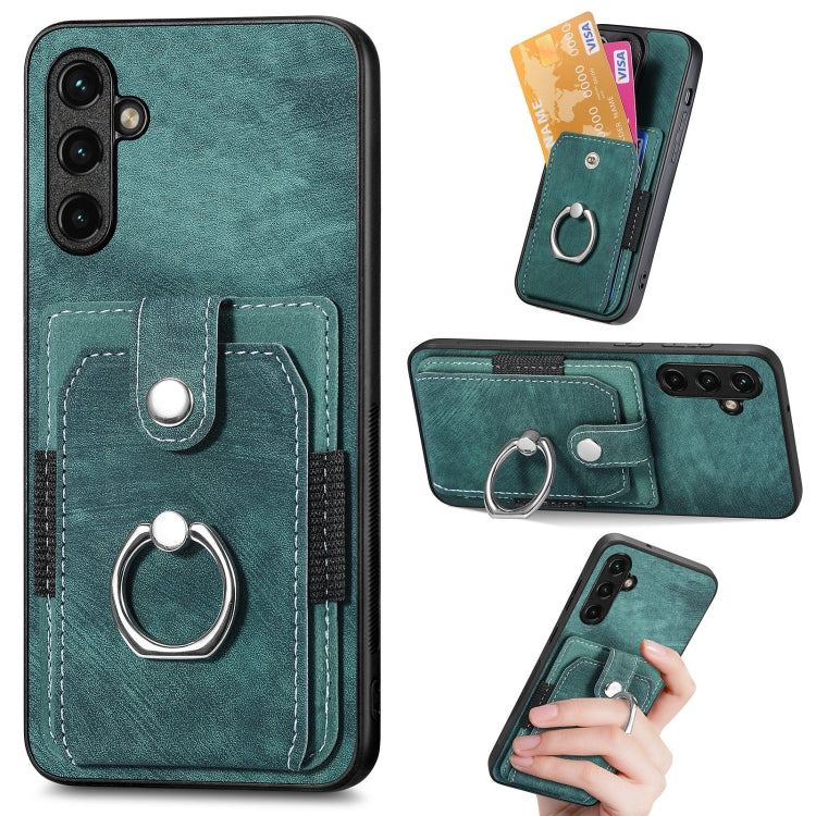 Retro Skin-feel Ring Card Wallet Phone Case, For Samsung Galaxy A14 5G, For Samsung Galaxy A22 4G, For Samsung Galaxy A22 5G, For Samsung Galaxy A30, For Samsung Galaxy A32 4G, For Samsung Galaxy A32 5G, For Samsung Galaxy A33 5G, For Samsung Galaxy A50