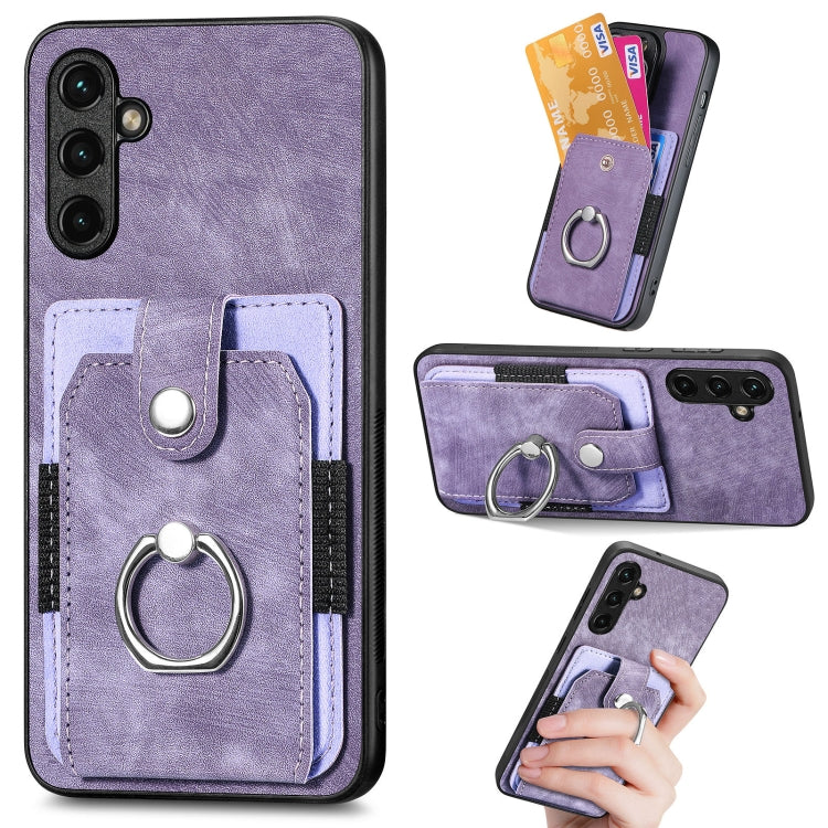 Retro Skin-feel Ring Card Wallet Phone Case, For Samsung Galaxy A14 5G, For Samsung Galaxy A22 4G, For Samsung Galaxy A22 5G, For Samsung Galaxy A30, For Samsung Galaxy A32 4G, For Samsung Galaxy A32 5G, For Samsung Galaxy A33 5G, For Samsung Galaxy A50