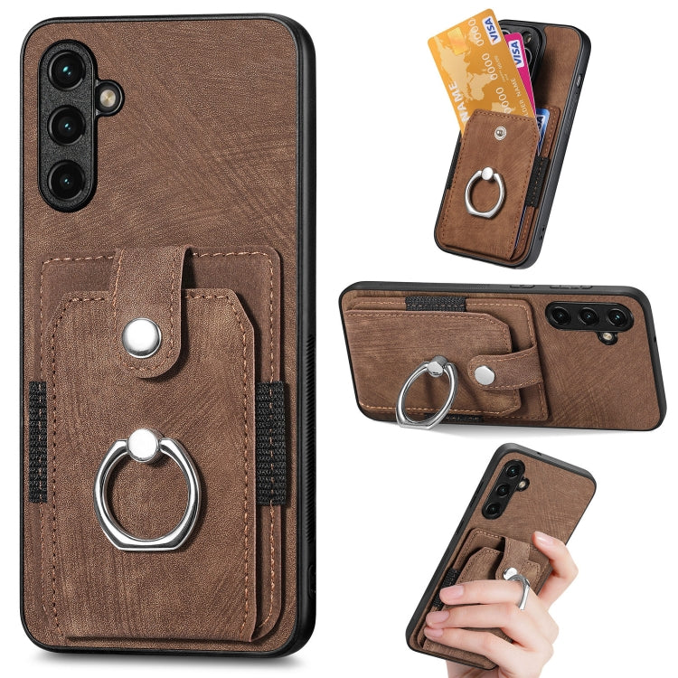 Retro Skin-feel Ring Card Wallet Phone Case, For Samsung Galaxy A14 5G, For Samsung Galaxy A22 4G, For Samsung Galaxy A22 5G, For Samsung Galaxy A30, For Samsung Galaxy A32 4G, For Samsung Galaxy A32 5G, For Samsung Galaxy A33 5G, For Samsung Galaxy A50