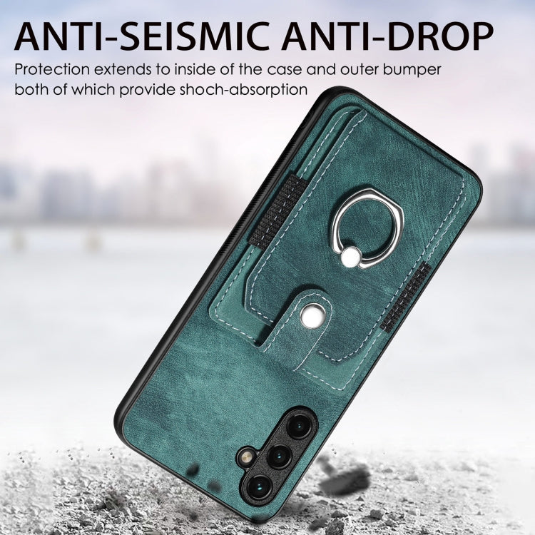 Retro Skin-feel Ring Card Wallet Phone Case, For Samsung Galaxy A14 5G, For Samsung Galaxy A22 4G, For Samsung Galaxy A22 5G, For Samsung Galaxy A30, For Samsung Galaxy A32 4G, For Samsung Galaxy A32 5G, For Samsung Galaxy A33 5G, For Samsung Galaxy A50