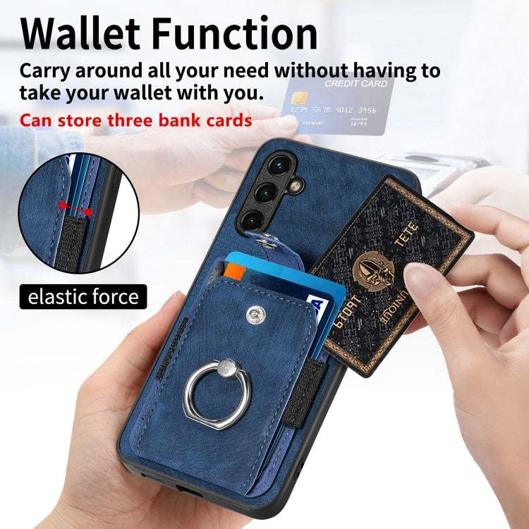 Retro Skin-feel Ring Card Wallet Phone Case, For Samsung Galaxy A14 5G, For Samsung Galaxy A22 4G, For Samsung Galaxy A22 5G, For Samsung Galaxy A30, For Samsung Galaxy A32 4G, For Samsung Galaxy A32 5G, For Samsung Galaxy A33 5G, For Samsung Galaxy A50