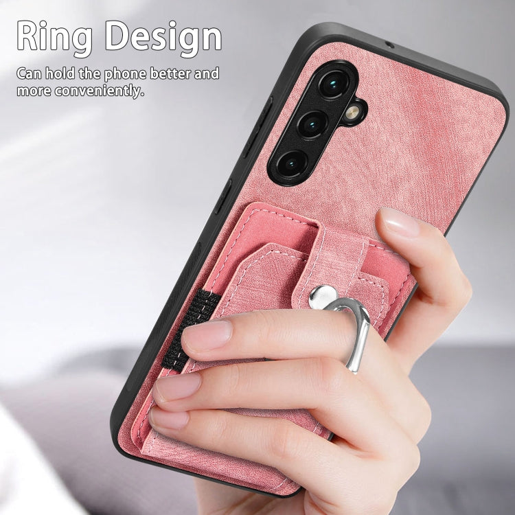 Retro Skin-feel Ring Card Wallet Phone Case, For Samsung Galaxy A14 5G, For Samsung Galaxy A22 4G, For Samsung Galaxy A22 5G, For Samsung Galaxy A30, For Samsung Galaxy A32 4G, For Samsung Galaxy A32 5G, For Samsung Galaxy A33 5G, For Samsung Galaxy A50