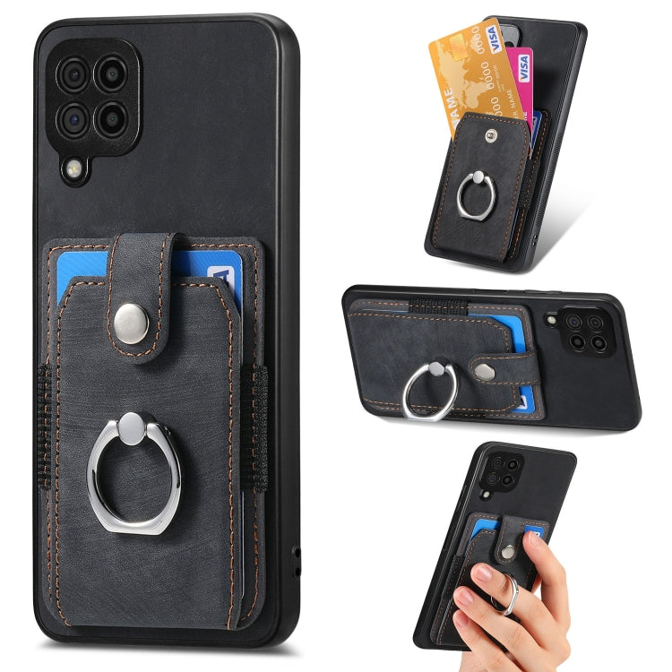 Retro Skin-feel Ring Card Wallet Phone Case, For Samsung Galaxy A14 5G, For Samsung Galaxy A22 4G, For Samsung Galaxy A22 5G, For Samsung Galaxy A30, For Samsung Galaxy A32 4G, For Samsung Galaxy A32 5G, For Samsung Galaxy A33 5G, For Samsung Galaxy A50