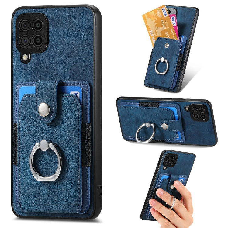 Retro Skin-feel Ring Card Wallet Phone Case, For Samsung Galaxy A14 5G, For Samsung Galaxy A22 4G, For Samsung Galaxy A22 5G, For Samsung Galaxy A30, For Samsung Galaxy A32 4G, For Samsung Galaxy A32 5G, For Samsung Galaxy A33 5G, For Samsung Galaxy A50