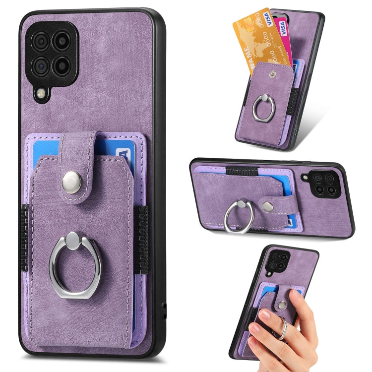 Retro Skin-feel Ring Card Wallet Phone Case, For Samsung Galaxy A14 5G, For Samsung Galaxy A22 4G, For Samsung Galaxy A22 5G, For Samsung Galaxy A30, For Samsung Galaxy A32 4G, For Samsung Galaxy A32 5G, For Samsung Galaxy A33 5G, For Samsung Galaxy A50