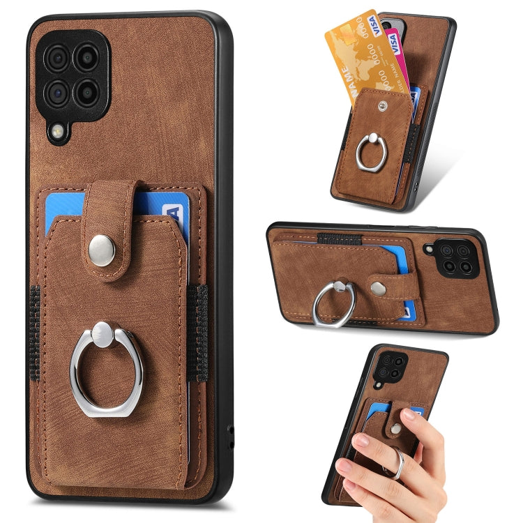 Retro Skin-feel Ring Card Wallet Phone Case, For Samsung Galaxy A14 5G, For Samsung Galaxy A22 4G, For Samsung Galaxy A22 5G, For Samsung Galaxy A30, For Samsung Galaxy A32 4G, For Samsung Galaxy A32 5G, For Samsung Galaxy A33 5G, For Samsung Galaxy A50