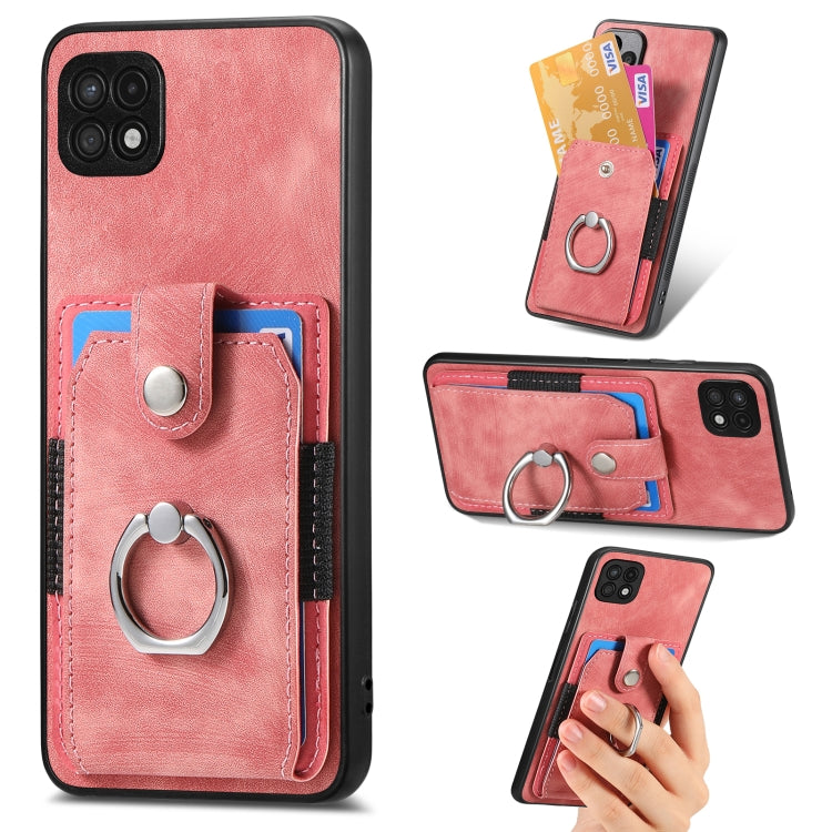 Retro Skin-feel Ring Card Wallet Phone Case, For Samsung Galaxy A14 5G, For Samsung Galaxy A22 4G, For Samsung Galaxy A22 5G, For Samsung Galaxy A30, For Samsung Galaxy A32 4G, For Samsung Galaxy A32 5G, For Samsung Galaxy A33 5G, For Samsung Galaxy A50