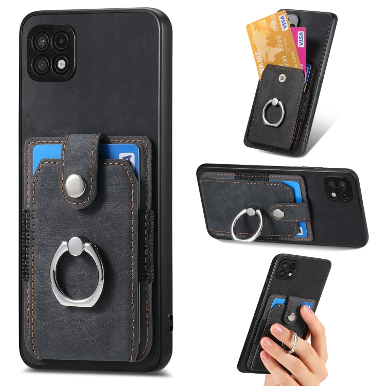 Retro Skin-feel Ring Card Wallet Phone Case, For Samsung Galaxy A14 5G, For Samsung Galaxy A22 4G, For Samsung Galaxy A22 5G, For Samsung Galaxy A30, For Samsung Galaxy A32 4G, For Samsung Galaxy A32 5G, For Samsung Galaxy A33 5G, For Samsung Galaxy A50