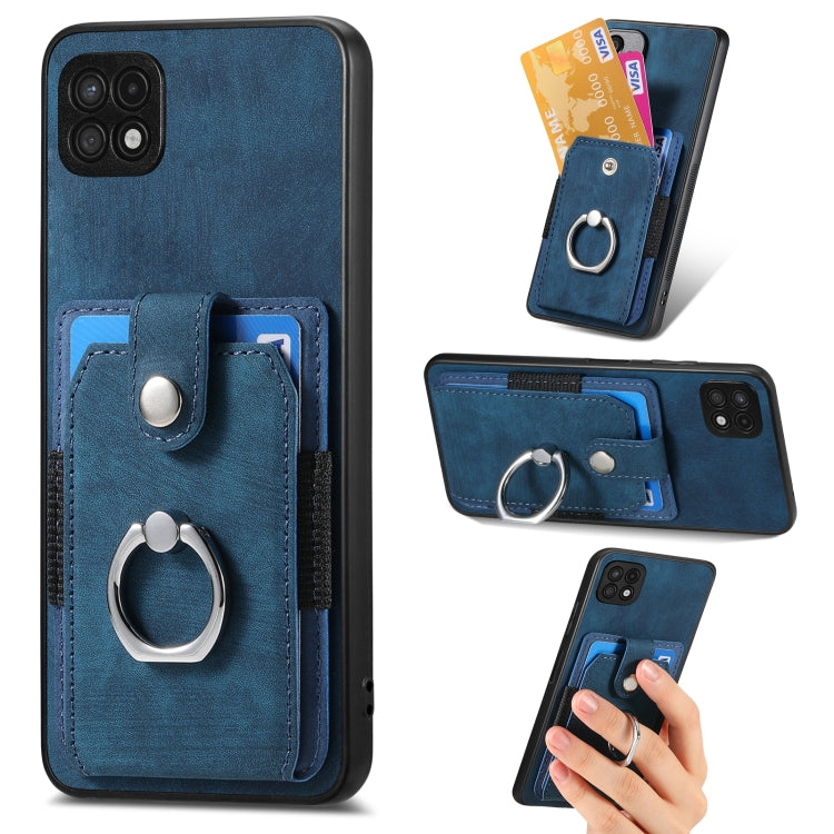 Retro Skin-feel Ring Card Wallet Phone Case, For Samsung Galaxy A14 5G, For Samsung Galaxy A22 4G, For Samsung Galaxy A22 5G, For Samsung Galaxy A30, For Samsung Galaxy A32 4G, For Samsung Galaxy A32 5G, For Samsung Galaxy A33 5G, For Samsung Galaxy A50