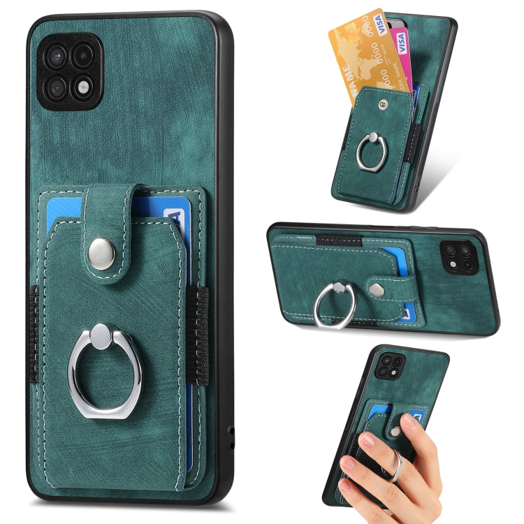 Retro Skin-feel Ring Card Wallet Phone Case, For Samsung Galaxy A14 5G, For Samsung Galaxy A22 4G, For Samsung Galaxy A22 5G, For Samsung Galaxy A30, For Samsung Galaxy A32 4G, For Samsung Galaxy A32 5G, For Samsung Galaxy A33 5G, For Samsung Galaxy A50
