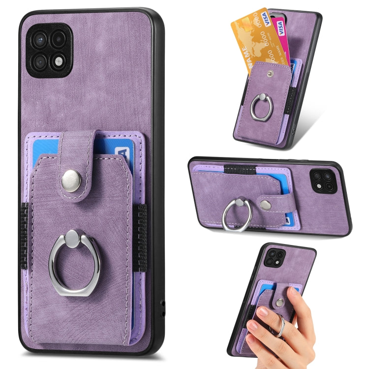 Retro Skin-feel Ring Card Wallet Phone Case, For Samsung Galaxy A14 5G, For Samsung Galaxy A22 4G, For Samsung Galaxy A22 5G, For Samsung Galaxy A30, For Samsung Galaxy A32 4G, For Samsung Galaxy A32 5G, For Samsung Galaxy A33 5G, For Samsung Galaxy A50