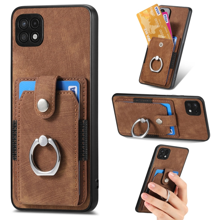 Retro Skin-feel Ring Card Wallet Phone Case, For Samsung Galaxy A14 5G, For Samsung Galaxy A22 4G, For Samsung Galaxy A22 5G, For Samsung Galaxy A30, For Samsung Galaxy A32 4G, For Samsung Galaxy A32 5G, For Samsung Galaxy A33 5G, For Samsung Galaxy A50