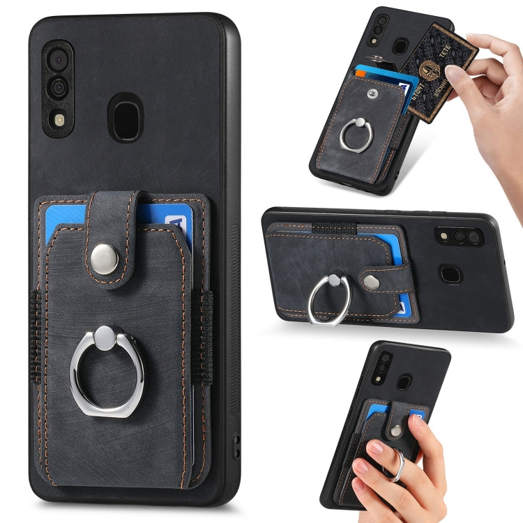 Retro Skin-feel Ring Card Wallet Phone Case, For Samsung Galaxy A14 5G, For Samsung Galaxy A22 4G, For Samsung Galaxy A22 5G, For Samsung Galaxy A30, For Samsung Galaxy A32 4G, For Samsung Galaxy A32 5G, For Samsung Galaxy A33 5G, For Samsung Galaxy A50