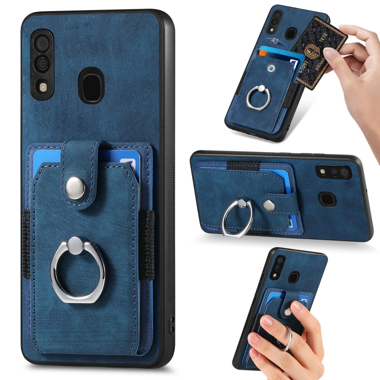 Retro Skin-feel Ring Card Wallet Phone Case, For Samsung Galaxy A14 5G, For Samsung Galaxy A22 4G, For Samsung Galaxy A22 5G, For Samsung Galaxy A30, For Samsung Galaxy A32 4G, For Samsung Galaxy A32 5G, For Samsung Galaxy A33 5G, For Samsung Galaxy A50