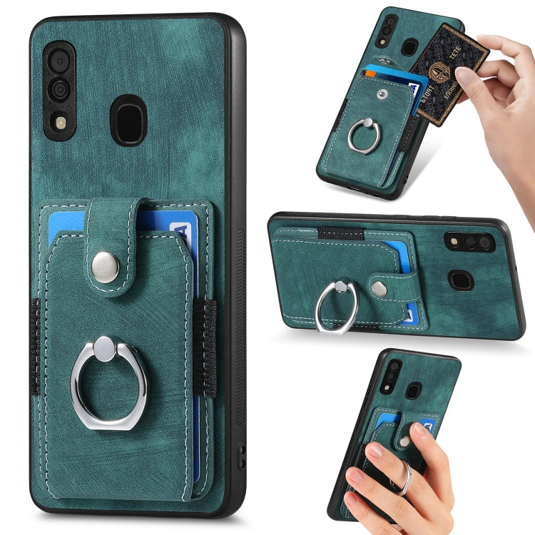 Retro Skin-feel Ring Card Wallet Phone Case, For Samsung Galaxy A14 5G, For Samsung Galaxy A22 4G, For Samsung Galaxy A22 5G, For Samsung Galaxy A30, For Samsung Galaxy A32 4G, For Samsung Galaxy A32 5G, For Samsung Galaxy A33 5G, For Samsung Galaxy A50