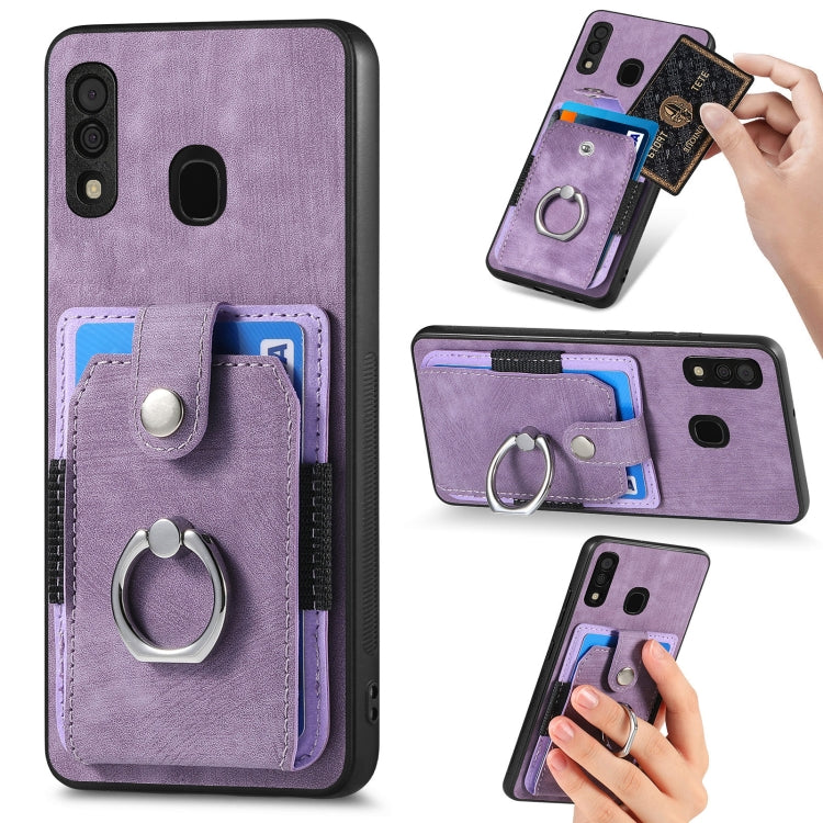 Retro Skin-feel Ring Card Wallet Phone Case, For Samsung Galaxy A14 5G, For Samsung Galaxy A22 4G, For Samsung Galaxy A22 5G, For Samsung Galaxy A30, For Samsung Galaxy A32 4G, For Samsung Galaxy A32 5G, For Samsung Galaxy A33 5G, For Samsung Galaxy A50