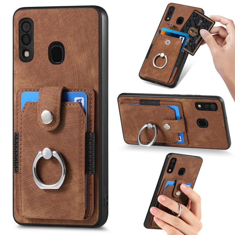 Retro Skin-feel Ring Card Wallet Phone Case, For Samsung Galaxy A14 5G, For Samsung Galaxy A22 4G, For Samsung Galaxy A22 5G, For Samsung Galaxy A30, For Samsung Galaxy A32 4G, For Samsung Galaxy A32 5G, For Samsung Galaxy A33 5G, For Samsung Galaxy A50