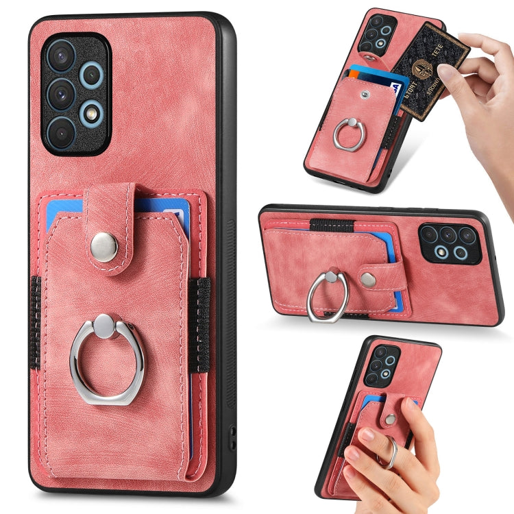 Retro Skin-feel Ring Card Wallet Phone Case, For Samsung Galaxy A14 5G, For Samsung Galaxy A22 4G, For Samsung Galaxy A22 5G, For Samsung Galaxy A30, For Samsung Galaxy A32 4G, For Samsung Galaxy A32 5G, For Samsung Galaxy A33 5G, For Samsung Galaxy A50