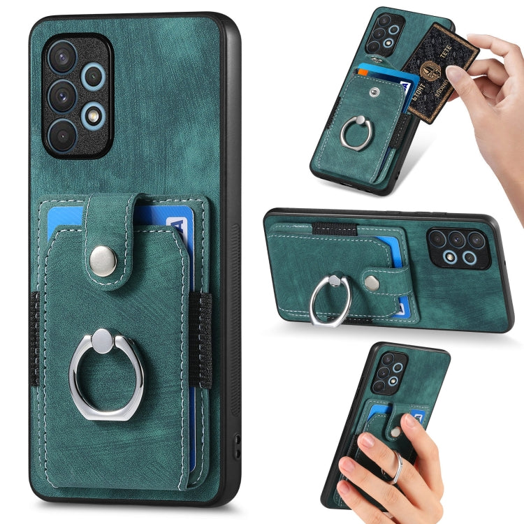 Retro Skin-feel Ring Card Wallet Phone Case, For Samsung Galaxy A14 5G, For Samsung Galaxy A22 4G, For Samsung Galaxy A22 5G, For Samsung Galaxy A30, For Samsung Galaxy A32 4G, For Samsung Galaxy A32 5G, For Samsung Galaxy A33 5G, For Samsung Galaxy A50