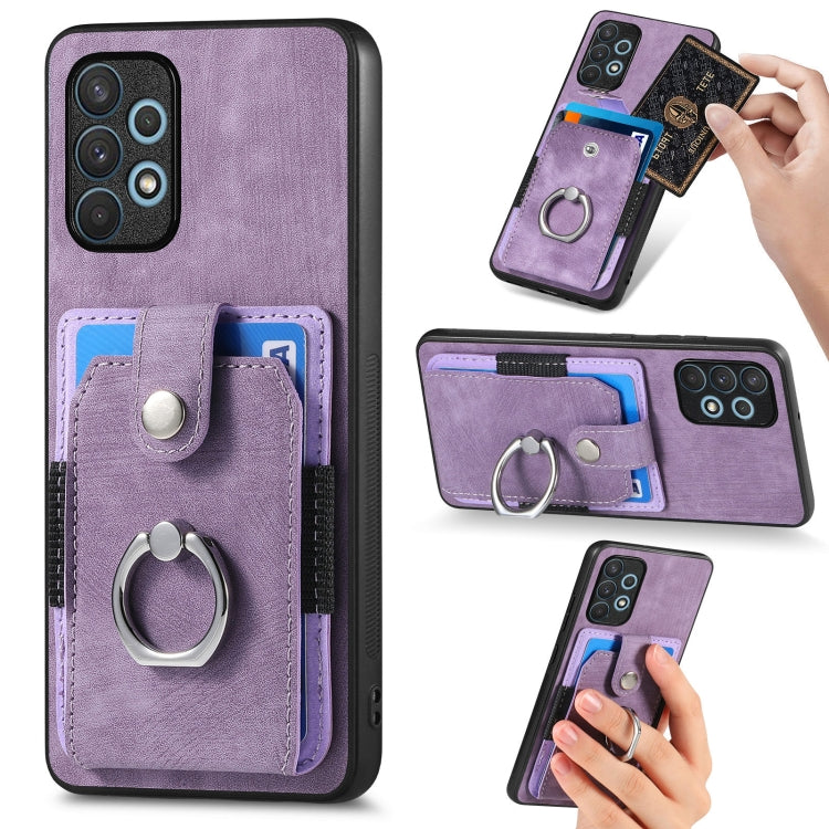 Retro Skin-feel Ring Card Wallet Phone Case, For Samsung Galaxy A14 5G, For Samsung Galaxy A22 4G, For Samsung Galaxy A22 5G, For Samsung Galaxy A30, For Samsung Galaxy A32 4G, For Samsung Galaxy A32 5G, For Samsung Galaxy A33 5G, For Samsung Galaxy A50