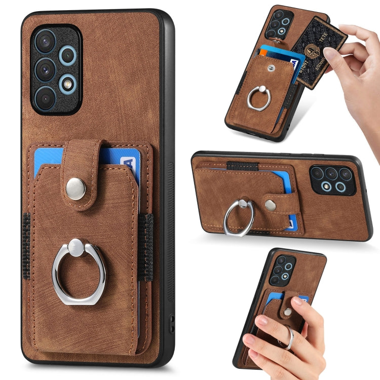 Retro Skin-feel Ring Card Wallet Phone Case, For Samsung Galaxy A14 5G, For Samsung Galaxy A22 4G, For Samsung Galaxy A22 5G, For Samsung Galaxy A30, For Samsung Galaxy A32 4G, For Samsung Galaxy A32 5G, For Samsung Galaxy A33 5G, For Samsung Galaxy A50