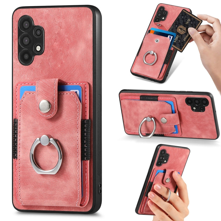 Retro Skin-feel Ring Card Wallet Phone Case, For Samsung Galaxy A14 5G, For Samsung Galaxy A22 4G, For Samsung Galaxy A22 5G, For Samsung Galaxy A30, For Samsung Galaxy A32 4G, For Samsung Galaxy A32 5G, For Samsung Galaxy A33 5G, For Samsung Galaxy A50