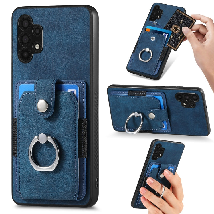 Retro Skin-feel Ring Card Wallet Phone Case, For Samsung Galaxy A14 5G, For Samsung Galaxy A22 4G, For Samsung Galaxy A22 5G, For Samsung Galaxy A30, For Samsung Galaxy A32 4G, For Samsung Galaxy A32 5G, For Samsung Galaxy A33 5G, For Samsung Galaxy A50