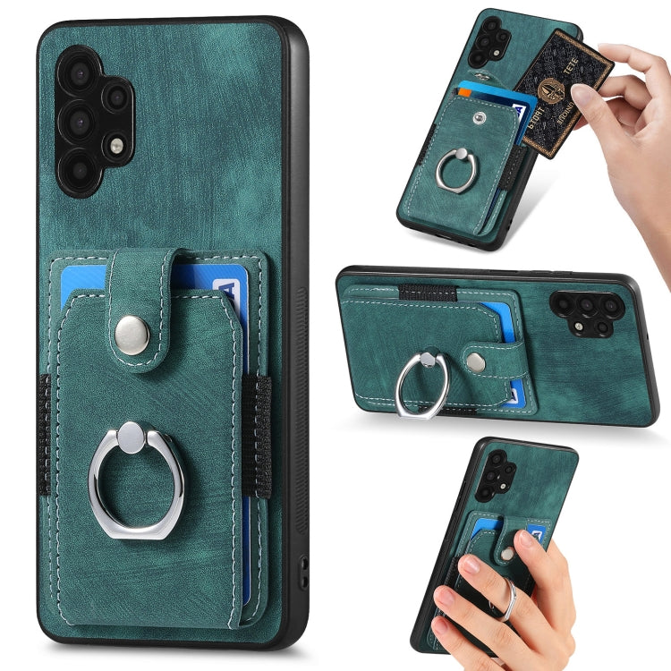 Retro Skin-feel Ring Card Wallet Phone Case, For Samsung Galaxy A14 5G, For Samsung Galaxy A22 4G, For Samsung Galaxy A22 5G, For Samsung Galaxy A30, For Samsung Galaxy A32 4G, For Samsung Galaxy A32 5G, For Samsung Galaxy A33 5G, For Samsung Galaxy A50