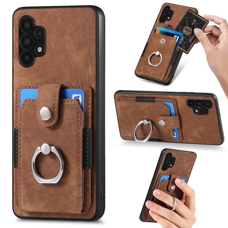 Retro Skin-feel Ring Card Wallet Phone Case, For Samsung Galaxy A14 5G, For Samsung Galaxy A22 4G, For Samsung Galaxy A22 5G, For Samsung Galaxy A30, For Samsung Galaxy A32 4G, For Samsung Galaxy A32 5G, For Samsung Galaxy A33 5G, For Samsung Galaxy A50
