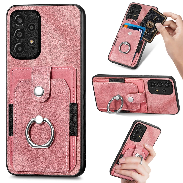 Retro Skin-feel Ring Card Wallet Phone Case, For Samsung Galaxy A14 5G, For Samsung Galaxy A22 4G, For Samsung Galaxy A22 5G, For Samsung Galaxy A30, For Samsung Galaxy A32 4G, For Samsung Galaxy A32 5G, For Samsung Galaxy A33 5G, For Samsung Galaxy A50