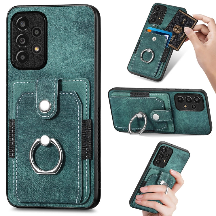 Retro Skin-feel Ring Card Wallet Phone Case, For Samsung Galaxy A14 5G, For Samsung Galaxy A22 4G, For Samsung Galaxy A22 5G, For Samsung Galaxy A30, For Samsung Galaxy A32 4G, For Samsung Galaxy A32 5G, For Samsung Galaxy A33 5G, For Samsung Galaxy A50