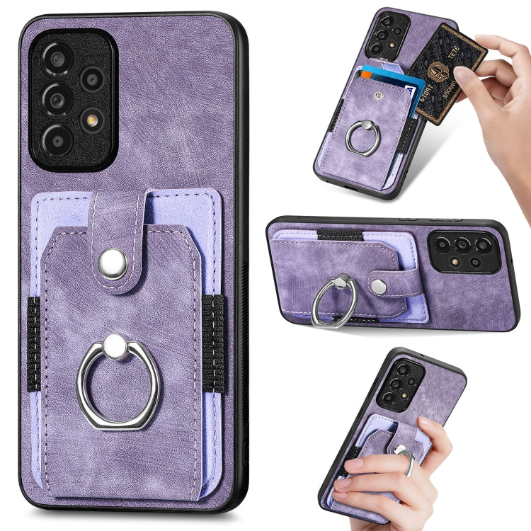Retro Skin-feel Ring Card Wallet Phone Case, For Samsung Galaxy A14 5G, For Samsung Galaxy A22 4G, For Samsung Galaxy A22 5G, For Samsung Galaxy A30, For Samsung Galaxy A32 4G, For Samsung Galaxy A32 5G, For Samsung Galaxy A33 5G, For Samsung Galaxy A50