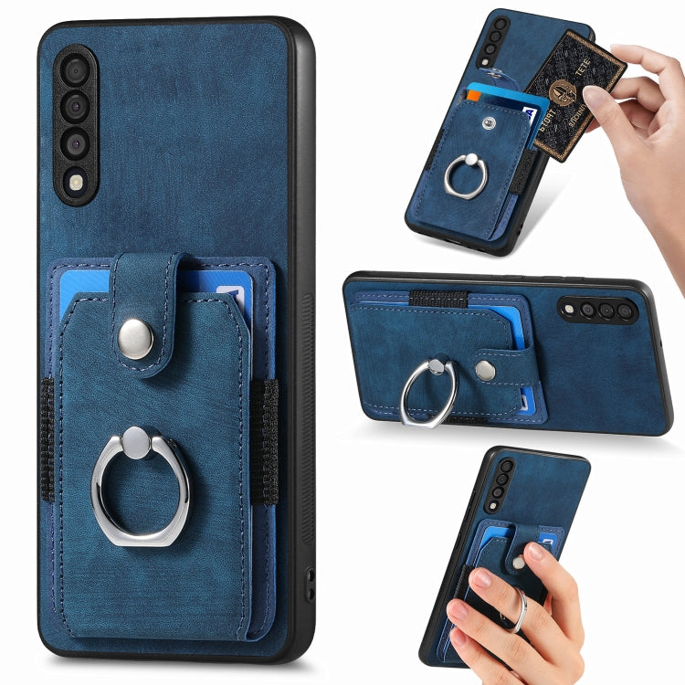 Retro Skin-feel Ring Card Wallet Phone Case, For Samsung Galaxy A14 5G, For Samsung Galaxy A22 4G, For Samsung Galaxy A22 5G, For Samsung Galaxy A30, For Samsung Galaxy A32 4G, For Samsung Galaxy A32 5G, For Samsung Galaxy A33 5G, For Samsung Galaxy A50