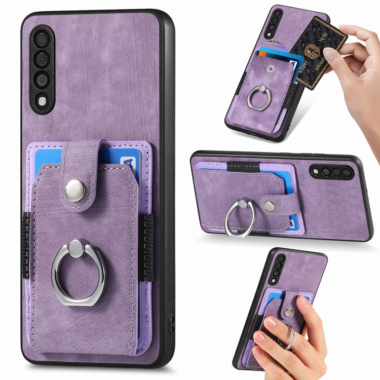 Retro Skin-feel Ring Card Wallet Phone Case, For Samsung Galaxy A14 5G, For Samsung Galaxy A22 4G, For Samsung Galaxy A22 5G, For Samsung Galaxy A30, For Samsung Galaxy A32 4G, For Samsung Galaxy A32 5G, For Samsung Galaxy A33 5G, For Samsung Galaxy A50