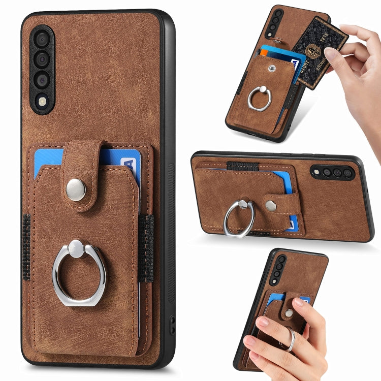 Retro Skin-feel Ring Card Wallet Phone Case, For Samsung Galaxy A14 5G, For Samsung Galaxy A22 4G, For Samsung Galaxy A22 5G, For Samsung Galaxy A30, For Samsung Galaxy A32 4G, For Samsung Galaxy A32 5G, For Samsung Galaxy A33 5G, For Samsung Galaxy A50