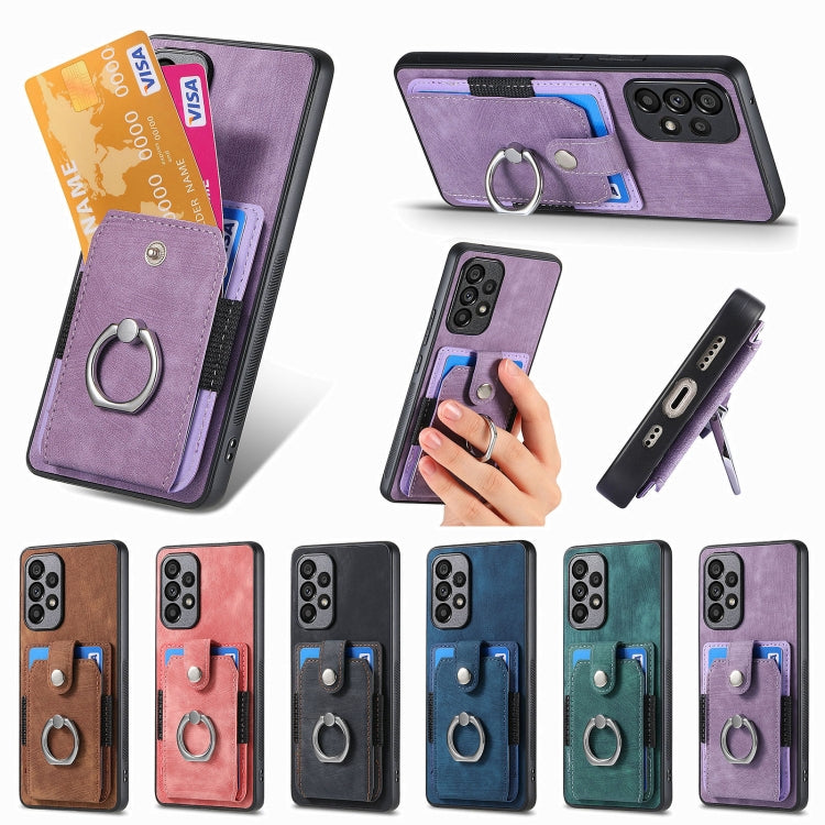 Retro Skin-feel Ring Card Wallet Phone Case, For Samsung Galaxy A53 5G, For Samsung Galaxy A70 / A70s, For Samsung Galaxy A71, For Samsung Galaxy Note20, For Samsung Galaxy Note20 Ultra