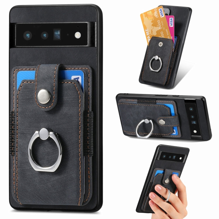 Retro Skin-feel Ring Card Wallet Phone Case, For Google Pixel 6 Pro, For Google Pixel 6, For Google Pixel 7 Pro, For Google Pixel 7, For Xiaomi Poco X5 Pro, For Xiaomi Redmi 9A
