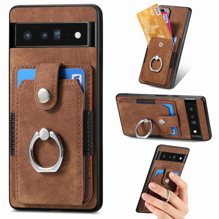Retro Skin-feel Ring Card Wallet Phone Case, For Google Pixel 6 Pro, For Google Pixel 6, For Google Pixel 7 Pro, For Google Pixel 7, For Xiaomi Poco X5 Pro, For Xiaomi Redmi 9A