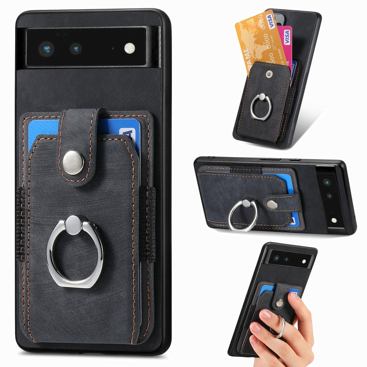 Retro Skin-feel Ring Card Wallet Phone Case, For Google Pixel 6 Pro, For Google Pixel 6, For Google Pixel 7 Pro, For Google Pixel 7, For Xiaomi Poco X5 Pro, For Xiaomi Redmi 9A