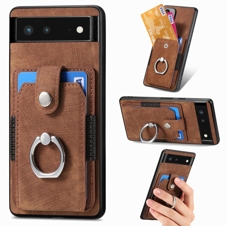 Retro Skin-feel Ring Card Wallet Phone Case, For Google Pixel 6 Pro, For Google Pixel 6, For Google Pixel 7 Pro, For Google Pixel 7, For Xiaomi Poco X5 Pro, For Xiaomi Redmi 9A