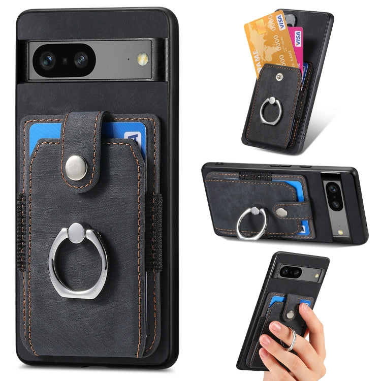 Retro Skin-feel Ring Card Wallet Phone Case, For Google Pixel 6 Pro, For Google Pixel 6, For Google Pixel 7 Pro, For Google Pixel 7, For Xiaomi Poco X5 Pro, For Xiaomi Redmi 9A
